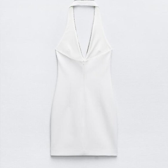 WHITE HALTER TOP DRESS - Picture 7 of 9